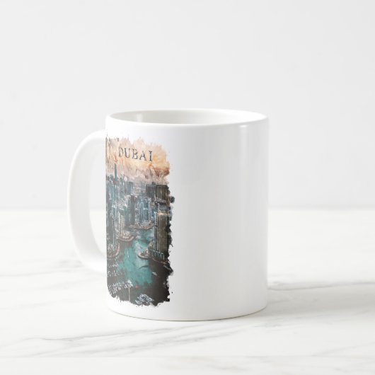 Mug Dubaï Aquarelle Skyline (Devant gauche)