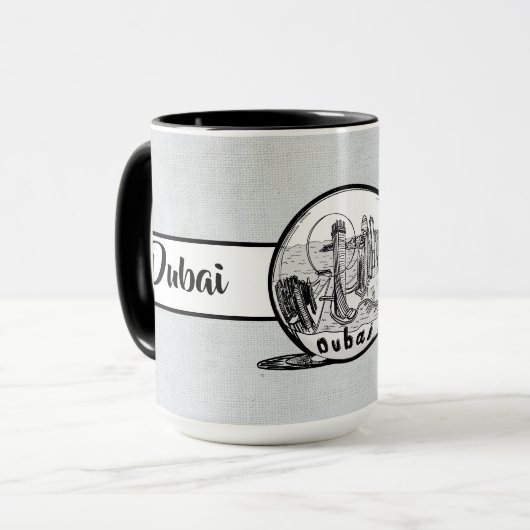 Mug Dubaï City Linge élégant Ringer 15oz (Devant gauche)