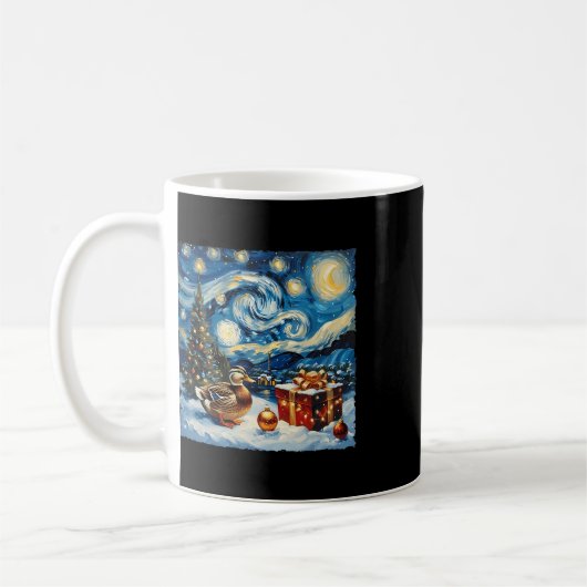 Mug Duck Van Gogh Style Stress Nuit Noël hiver (Gauche)
