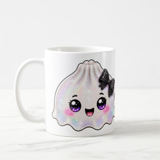 Mug Dumpling fantôme blanc Squishy Halloween noir (Gauche)
