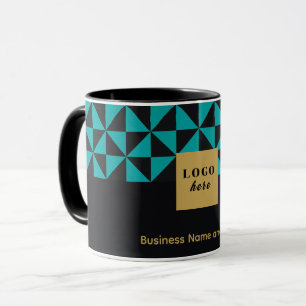Mug Duo artisanat noir et turquoise - Logo d'affaires