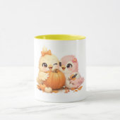 Mug Duo d'oiseaux amicaux pour Halloween Citrouille (Centre)