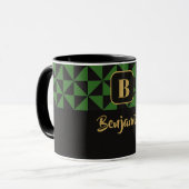 Mug Duo Geo Black & Forest Green Custom Names (Devant gauche)