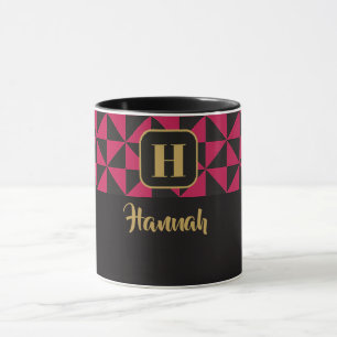 Mug Duo Geo Noms Personnalisés Noir & Rose