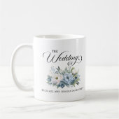 Mug Dusty Bleu Blanc Floral Mariage Favoriser (Gauche)