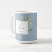 Mug Dusty Blue Elegant Aquarelle Mariage vert (Devant gauche)
