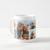 Mug Dusty Blue | Monogramme Grille Collage photo (Devant gauche)