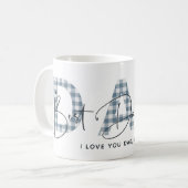 Mug Dusty Blue Plaid Meilleur Papa Jamais Citer Fête d (Devant gauche)