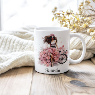 Mug Dusty Pink Peonies Modèle de mode Nom personnalisé