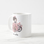 Mug Dusty Pink Peonies Modèle de mode Nom personnalisé (Devant gauche)