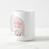 Mug Dusty Rose floral "hello quatre oh" rétro (Devant gauche)
