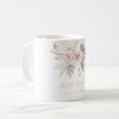 Mug Dusty Rose Rose Blush 80e anniversaire de fête cad (Devant gauche)