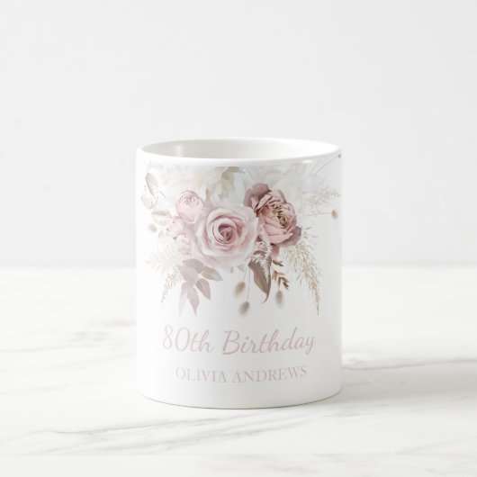 Mug Dusty Rose Rose Blush 80e anniversaire de fête cad (Centre)