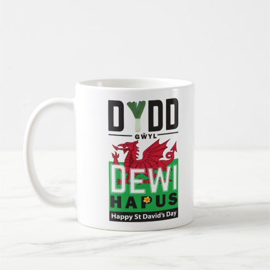 Mug Dydd Giles Dewi Hapus Joyeux St Davids Jour 6 (Gauche)