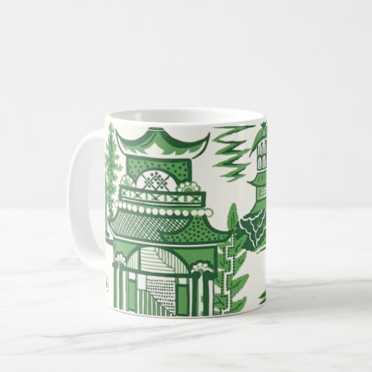 Mug Dynastie MI Jade Pagode verte Chinoiserie (Devant gauche)