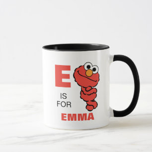 Mug E est pour Elmo   Ajouter Votre Nom