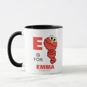 Mug E est pour Elmo | Ajouter Votre Nom (Gauche)
