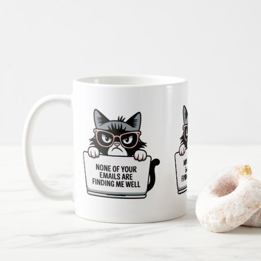 Mug E-Mail Sarcasme Travail De Maison Chat Sassy Milie (Avec donut)