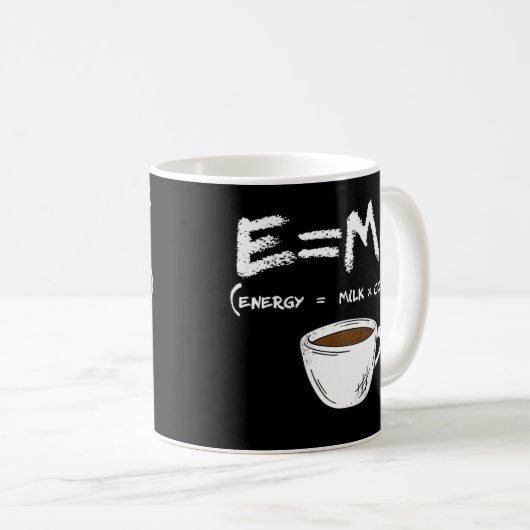 Mug E = MC2 Café de Lait d'énergie Funny Science Café  (Devant droit)