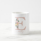 Mug E - Monogramme Brosse florale spécifique au client (Centre)