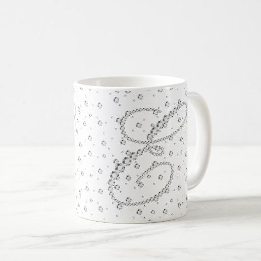 Mug E Monogramme initial Diamants blancs Imprimer (Devant droit)
