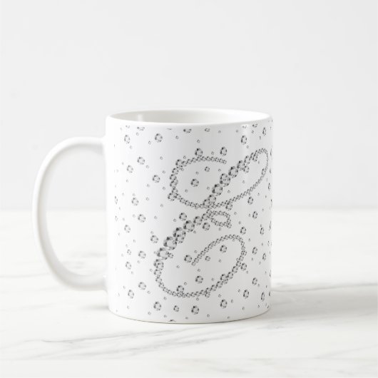 Mug E Monogramme initial Diamants blancs Imprimer (Gauche)