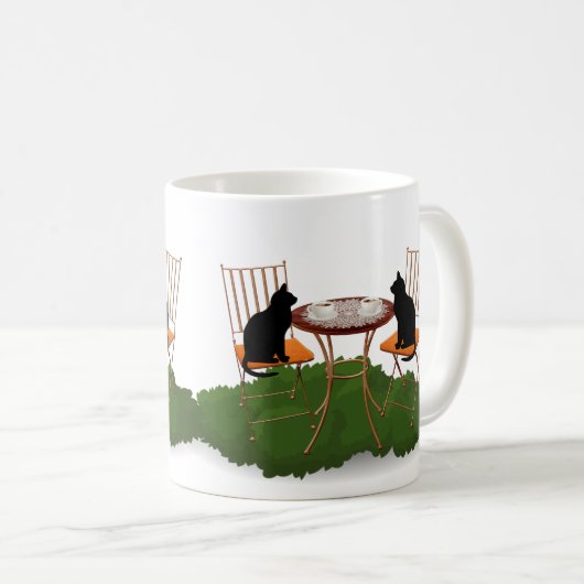 Mug ea Time Chat noir en design de jardin (Devant droit)