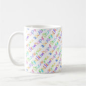 Mug EAC coloré arc-en-ciel Crayons écriture manuscrite (Gauche)