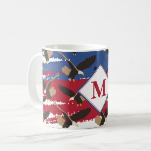 Mug Eagle USA Patriotique American Flag Monogramme