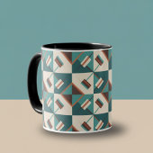 Mug Earth Grid Teal and Brown 
