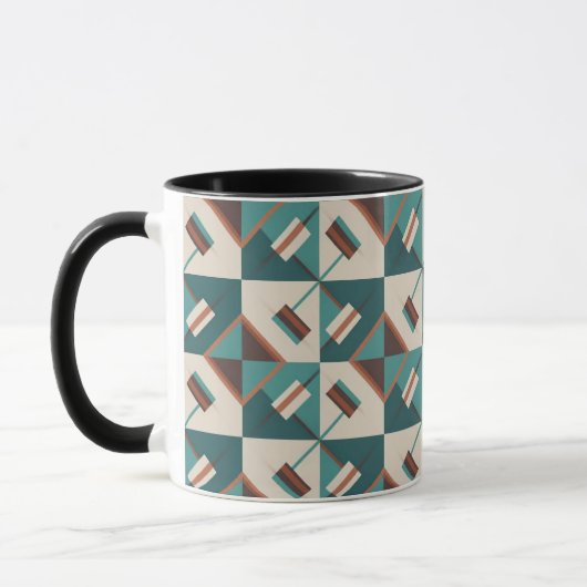 Mug Earth Grid Teal and Brown  (Gauche)