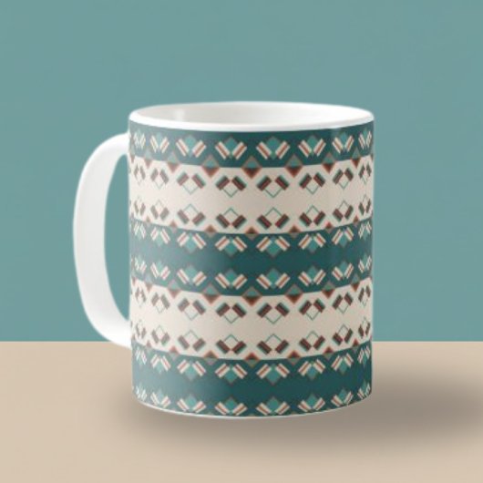 Mug Earth Grid Teal and Brown Tote