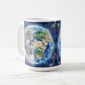 Mug Earth & Moon Watercolor Galaxy Celestial Design (Devant gauche)