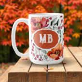 Mug Earthy Colors, Fall Flowers Monogrammed