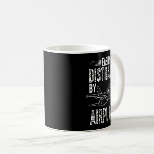 Mug Easily Distracted By Airplanes Funny Plane Lovers  (Devant droit)