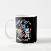 Mug Easily Distracted By Cats &amp; Side Quests Funny  (Gauche)