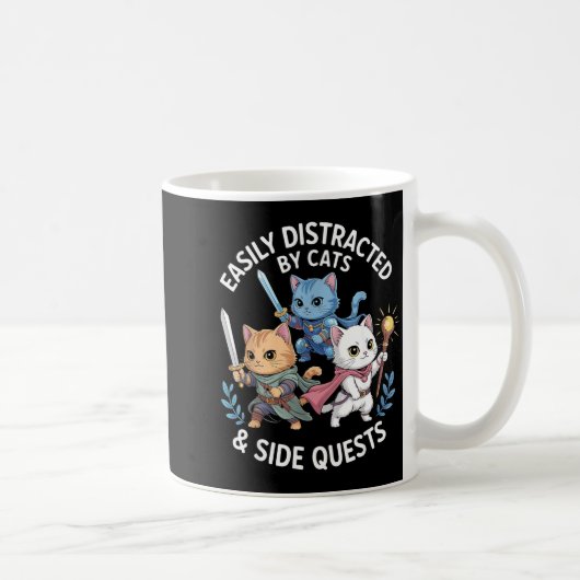 Mug Easily Distracted By Cats &amp; Side Quests Funny  (Droite)