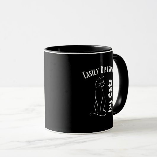 Mug Easily Distracted by Cats Funny Cat Lover (Devant droit)