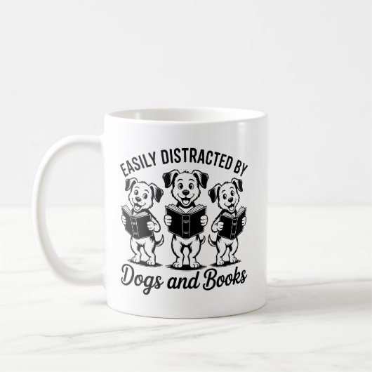 Mug Easily Distracted by Dogs and Books  (Gauche)