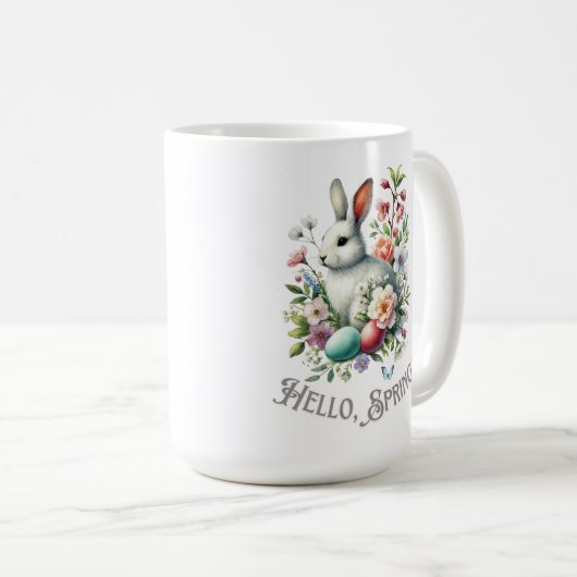 Mug Easter Aquarelle Lapin & Oeufs (Devant droit)