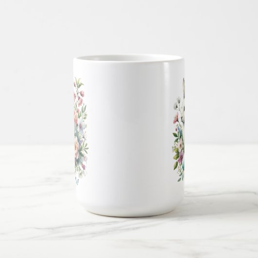 Mug Easter Aquarelle Lapin, Oeufs & Fleurs (Centre)