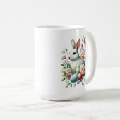 Mug Easter Aquarelle Lapin, Oeufs & Fleurs (Devant droit)