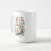 Mug Easter Aquarelle Lapin, Oeufs & Fleurs (Devant gauche)