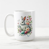 Mug Easter Aquarelle Lapin, Oeufs & Fleurs (Gauche)
