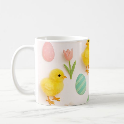 Mug Easter Baby Chickens and Bunny Rabbits (Gauche)