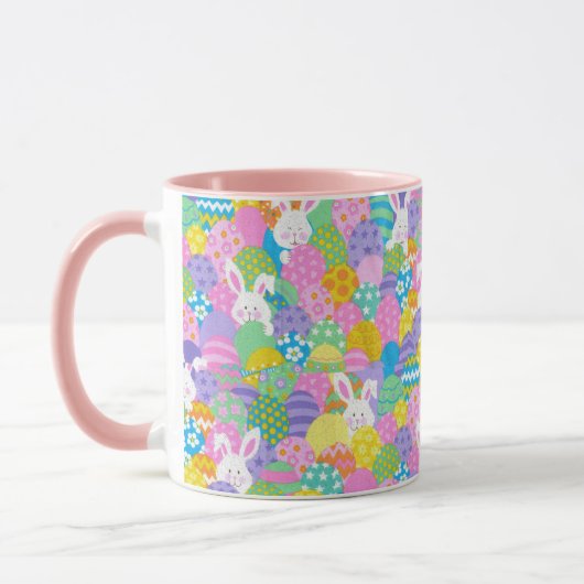 Mug EASTER Bunny Hide OEufs mignonette rose café cadea (Gauche)