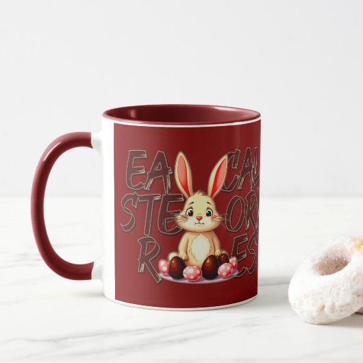 Mug Easter Calories Stories – Funny Bunny - caneca (Avec donut)