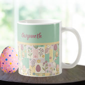 Mug Easter Patchwork Pastel Bunnies Eggs and Gingham