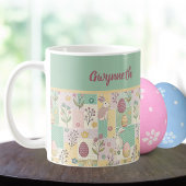 Mug Easter Patchwork Pastel Bunnies Eggs and Gingham