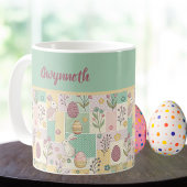 Mug Easter Patchwork Pastel Bunnies Eggs and Gingham